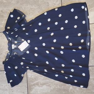 3/$12 a new day blouse ruffle flutter sleeve polka dot summer blouse